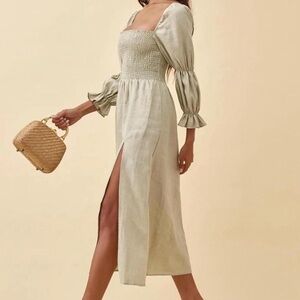 Reformation Green Linen Dress - size large
